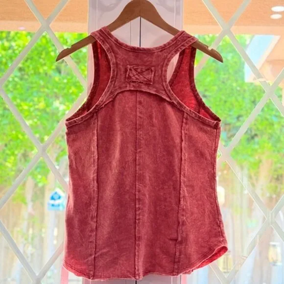 Zenana Mineral Washed V Neck Tank in Cabnert Size Medium - Picture 5 of 8